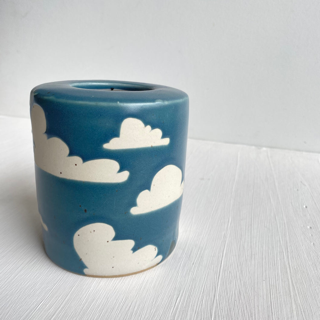 vase : blue sky : drip