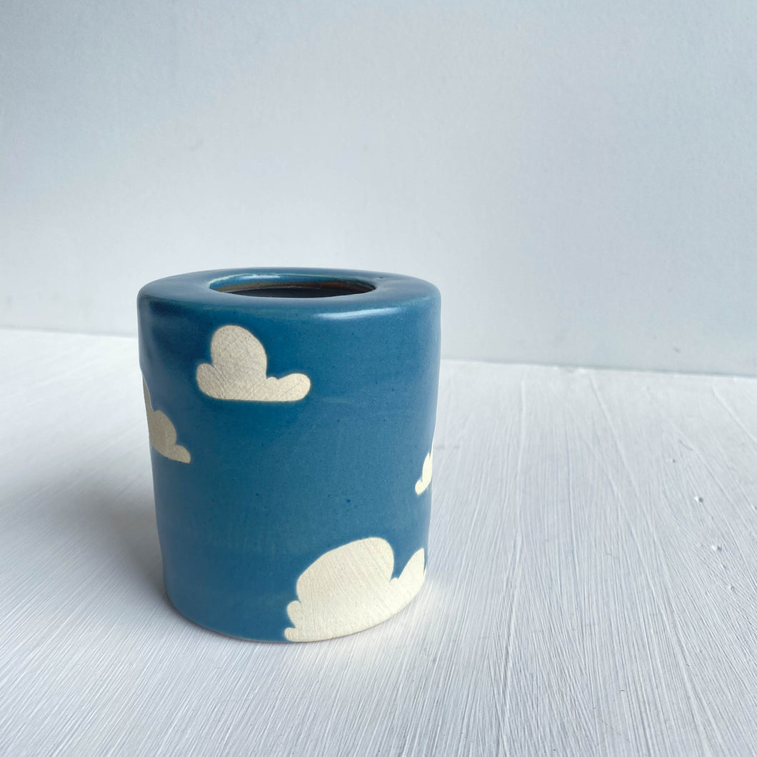 vase : blue sky : painted